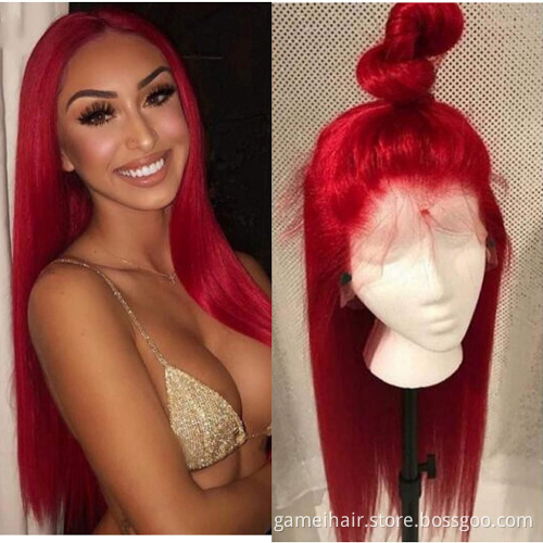 Red Human Hair Hd Lace Front Wig Brazilian Human Hair Lace Front Ombre Dark Black Red Wig body Wave Lace Frontal Wig Red